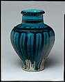 Vase, Stonepaste; painted under transparent turquoise glaze